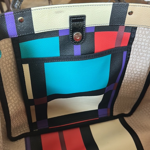 Kate Spade Colorblock Leather Tote Patent Leather Handles - Picture 13 of 14